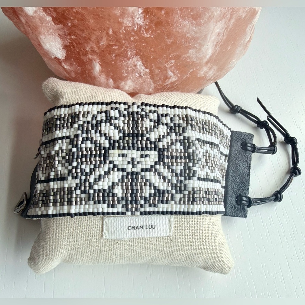 Chan Luu Miyuki Beaded Bracelet Black Cuff Native American Turkey Totem Tribal